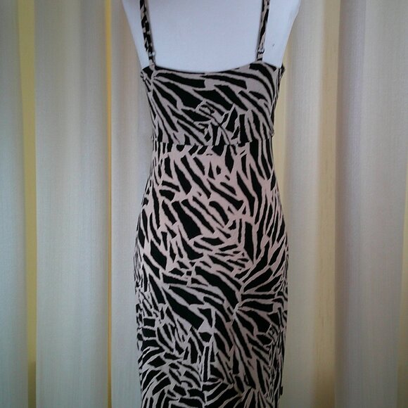 H&M Zebra Print Twist-Front Slip Dress – Black & Blush Size S - Picture 7 of 8